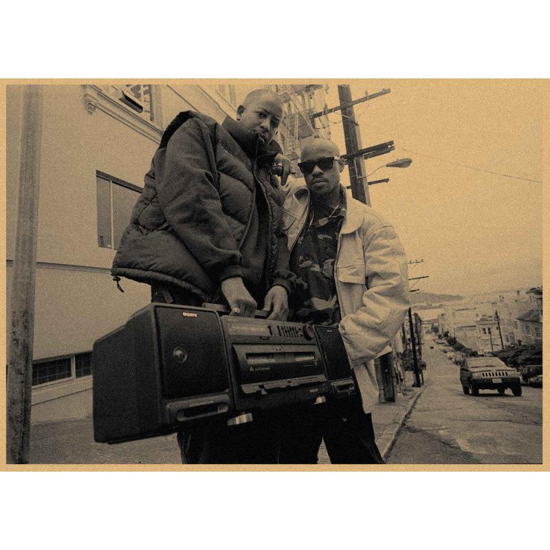 

Retro Rap & Hip Hop Group Kraft Paper Poster for Bar or Cafe Decor Yellow Kraft Paper (No Glue) 30X42 cm