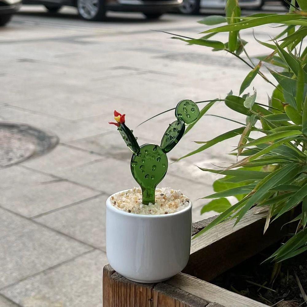 Creatieve Handgemaakte Glazen Potplanten Bloemen Ornament Platte Bodem Schattige Mini Bonsai Levendig Draagbaar Glazen Boeket Beeld Thuis