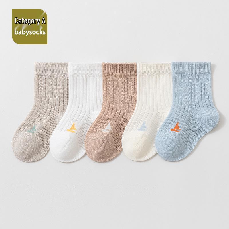 Summer Thin Cotton Baby Socks, Class A Newborn & Toddler Girls Cartoon Mesh with Loose Cuffs