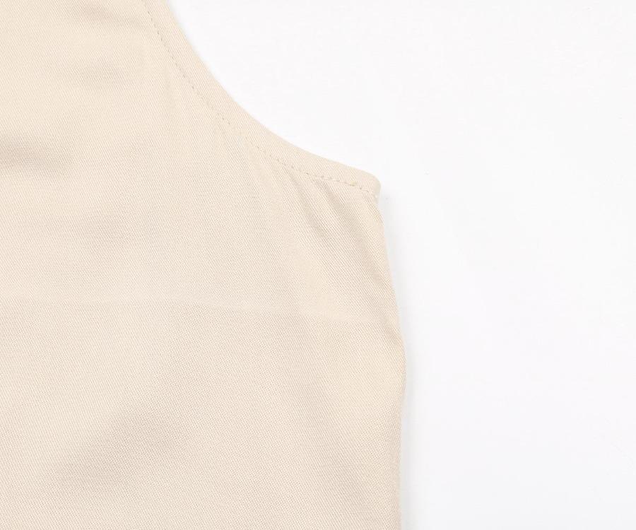 Summer Women Dress Sleeveless V Neck A-Line Knee-Length Solid Color