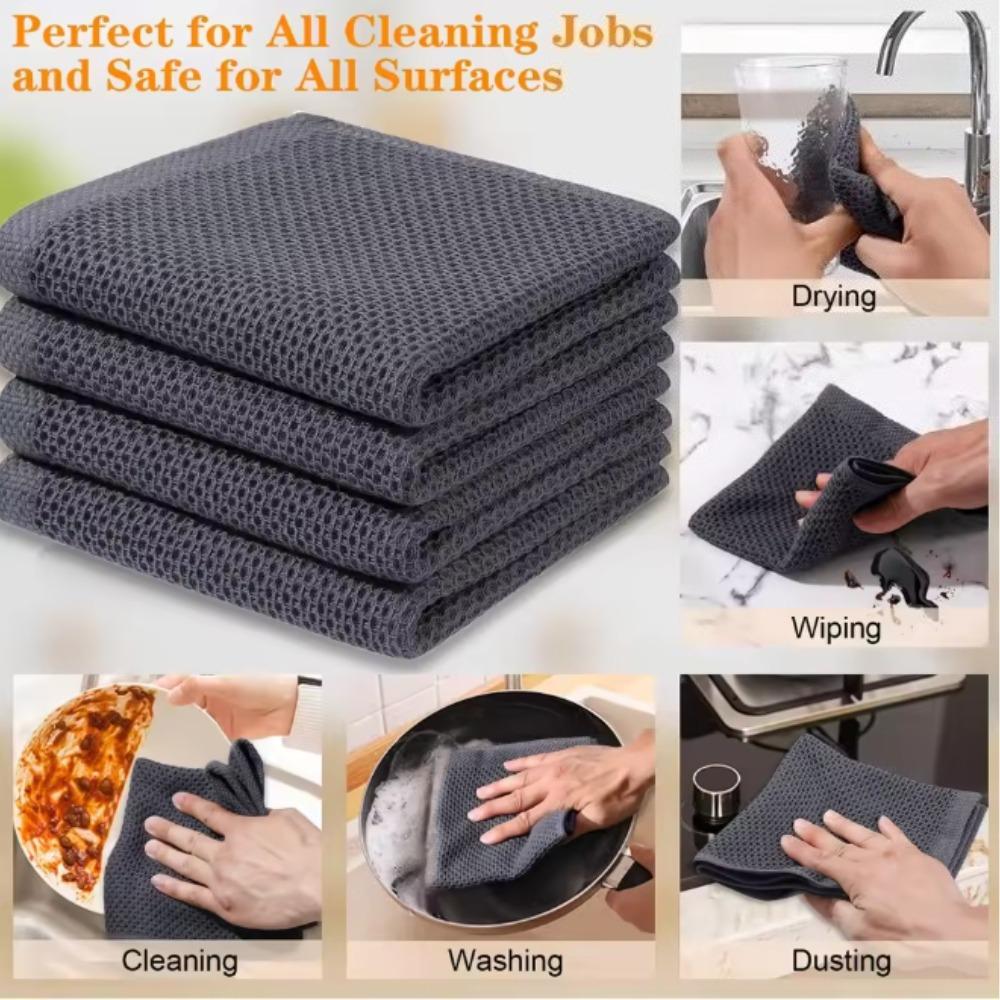 Cotton Towel Soft Absorbent Dishcloth Kitchen Dish Rags Honeycomb Breathable Face Wash Towel Household Cleaning Cloth Wash Cloth