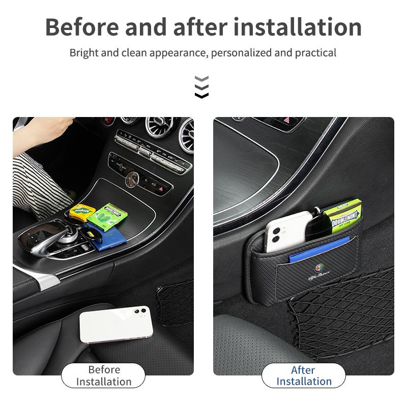 Car Pocket Sticky Storage Hanging Bag Self-Adhesive For Alfa Romeo Giulia Giulietta Stelvio 156 159 147 Mito Tonale Brera Disco zj5