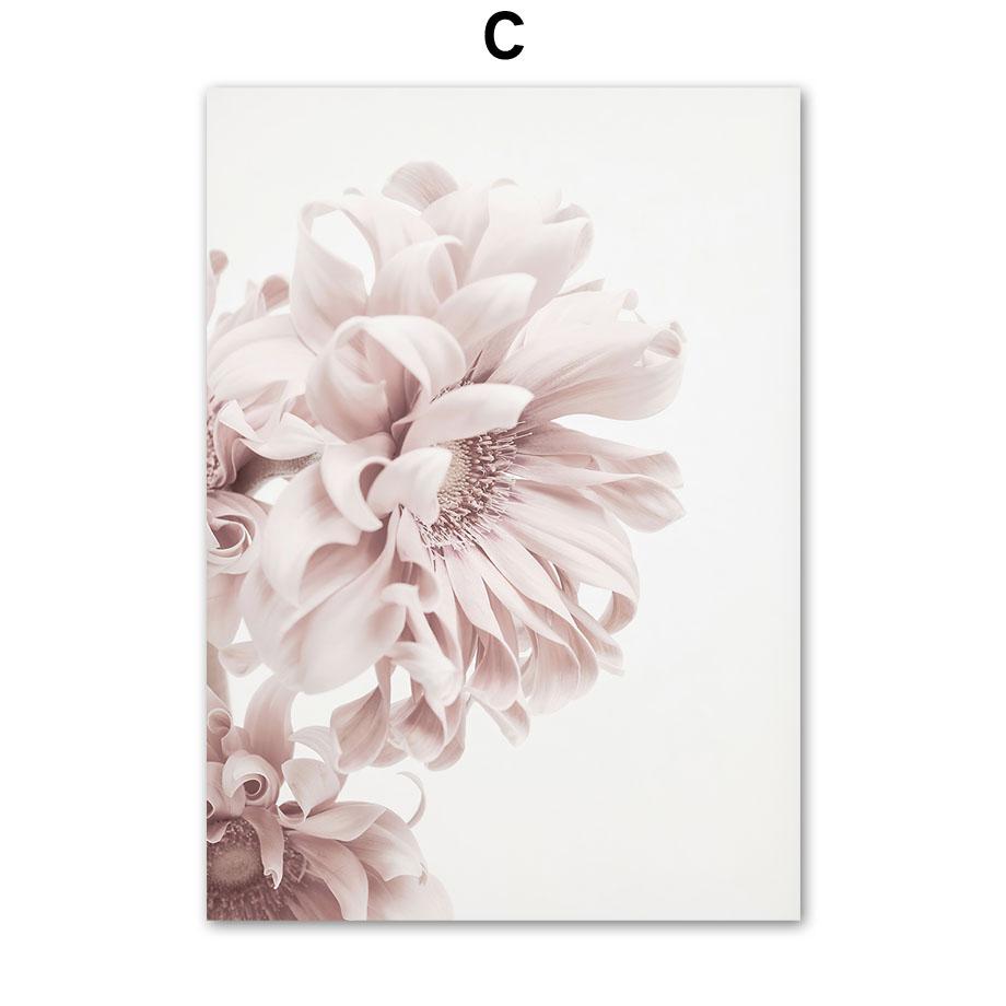 Pink Rose Peony Daisy Flowers Wall Art Canvas Painting Nordic Posters and Prints Gallery Pictures for Living Room Bedroom Decor