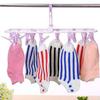12 Clips Foldable Underwear Socks Clothes Hanger Laundry Airer Drying Rack