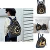 Vintage Leopard Print Unisex Kids Backpack Cute Cat Face Denim Bag With Large Capacity