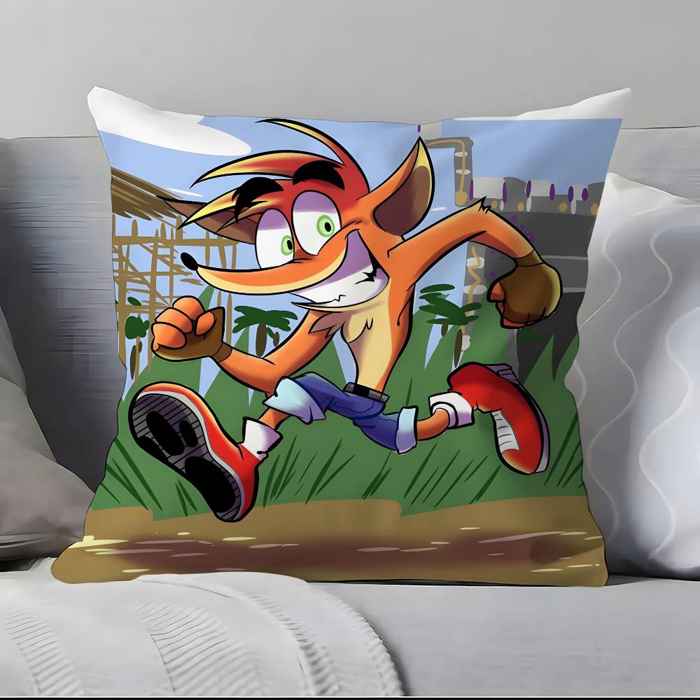 Game Cartoon Crashs B-B-Bandicoot Pillow Case Pillowcase Soft Skin Friendly & Comfortable With A Hidden Zipper