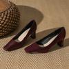 7607 French retro square head thick heel single shoes women's spring and autumn new high heels commuting versatile single shoes women