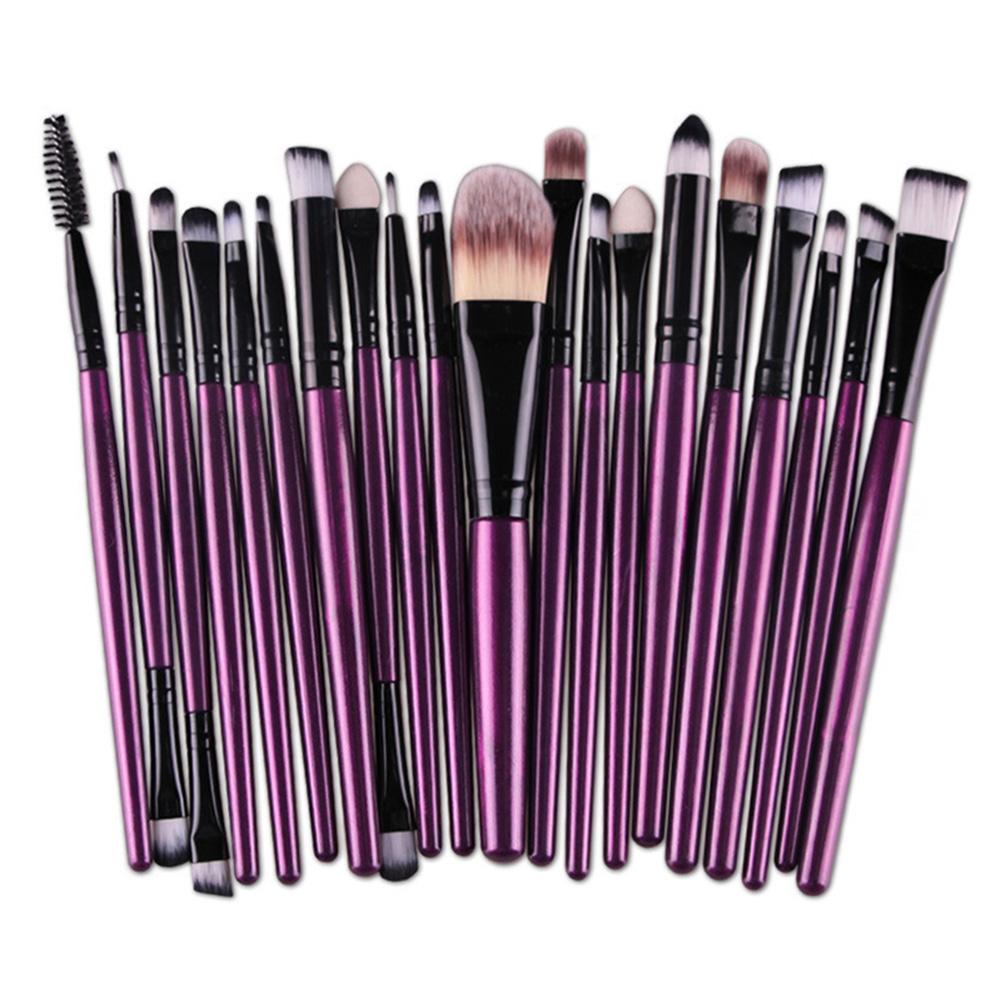 20-Piece Professional Makeup Brush Set Black Handle Tube Synthetic Hair Cosmetic Tool for Daily Use