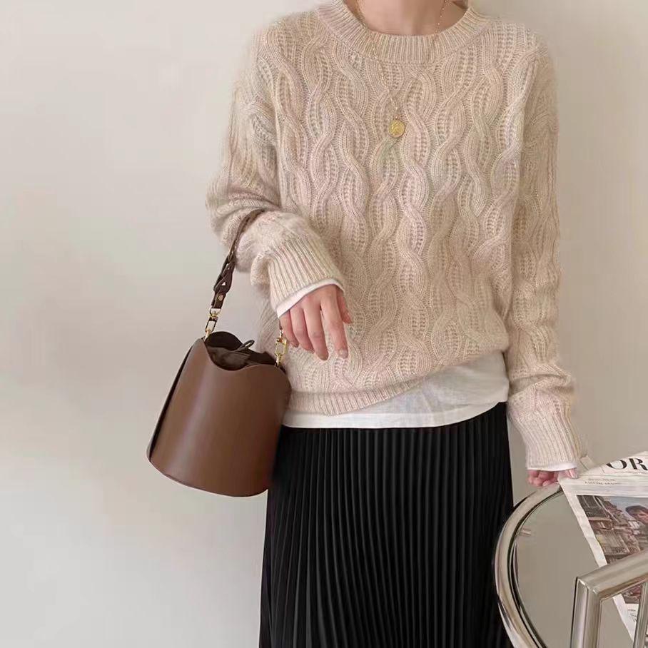 100% Pure Wool Casual Sweater Knit Top - Autumn/Winter Fashion Thickened Pullover