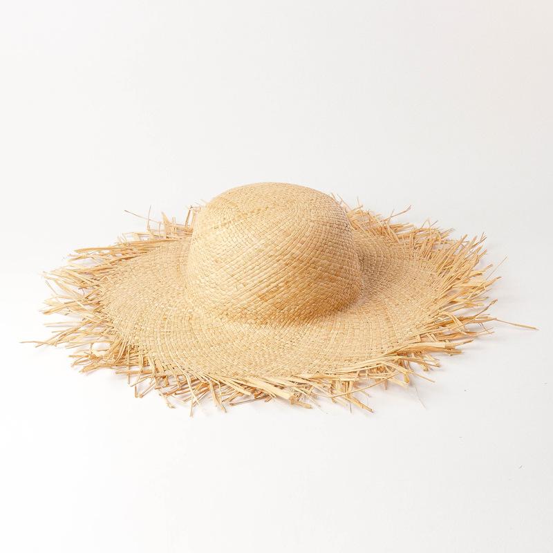 Spring and summer new rough edge raffia big eaves children's straw hat beach vacation shading sun protection fashion big edge straw hat tide