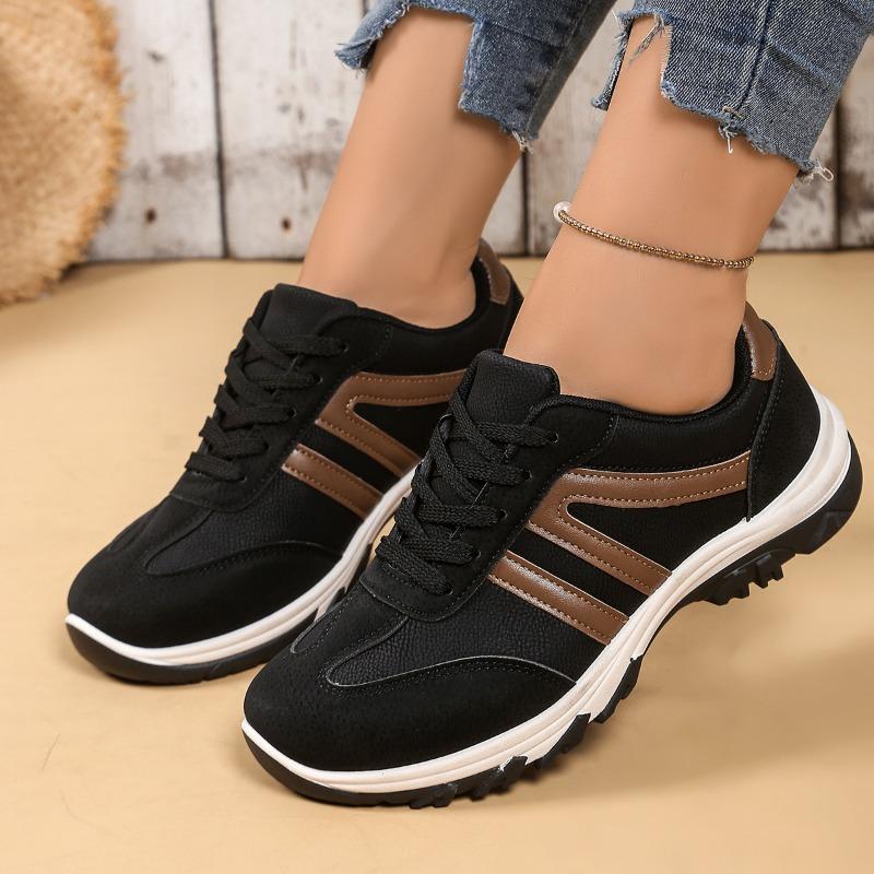 Übergröße lässige Sportschuhe Damen Herbst neue lässige Damenschuhe bequeme flache Sohle runde Zehe Schnürschuhe Einzelschuhe