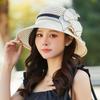 Hat Summer Women's Sunscreen Grass Hat Eugen Yarn Flower Breathable Sun Hat Big Head Hat