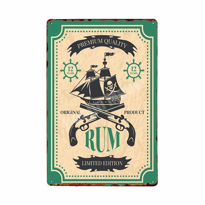 Rum Vintage Metal Tin Signs, Beer Wall Stickers, Bar, Grill, Pub, Cafe, Home Decor, Whisky Art Painting, Decorative Plates