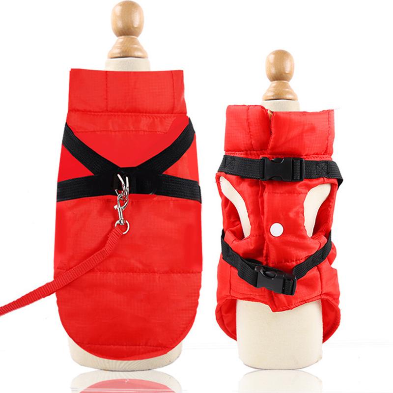 Winter Dog Clothes with Harness Waterproof Warm Pet Dogs Jacket Vest For Puppy Kitten Clothing Schnauzer Chihuahua Yorkies Coat