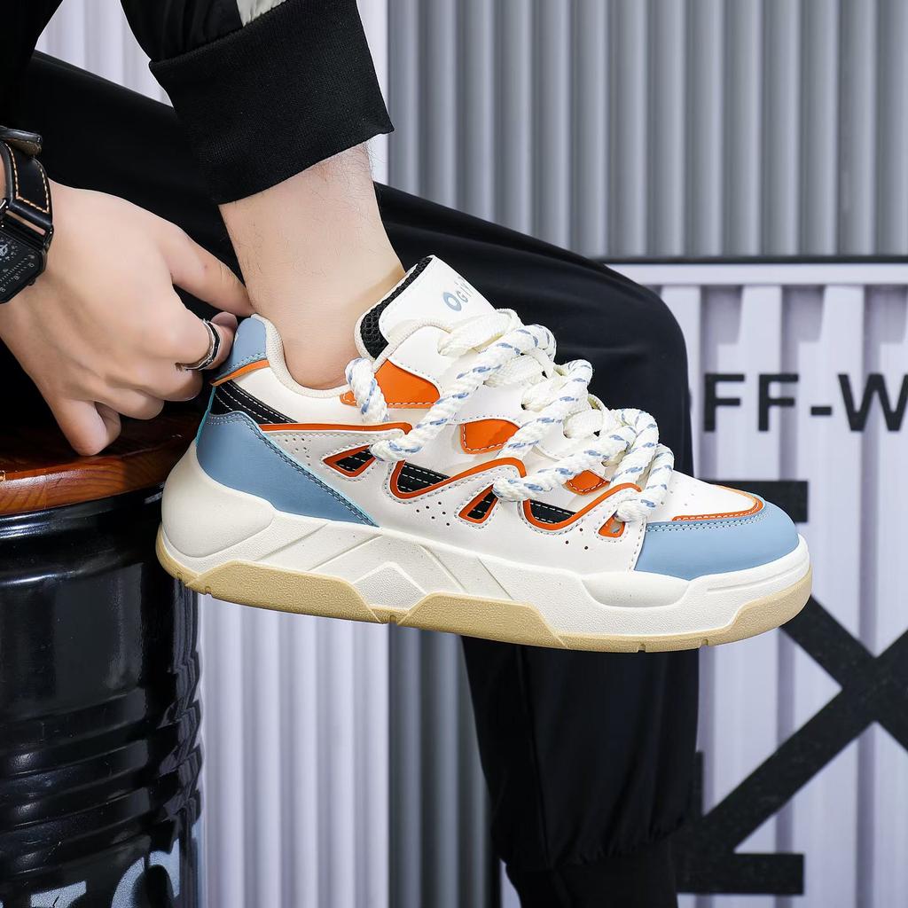 Fashion Shoes for Men Popular Versatile Sports Casual Board Shoes Personality Trend Men's Pu Leather Platform Sneakers Zapatillas Hombre