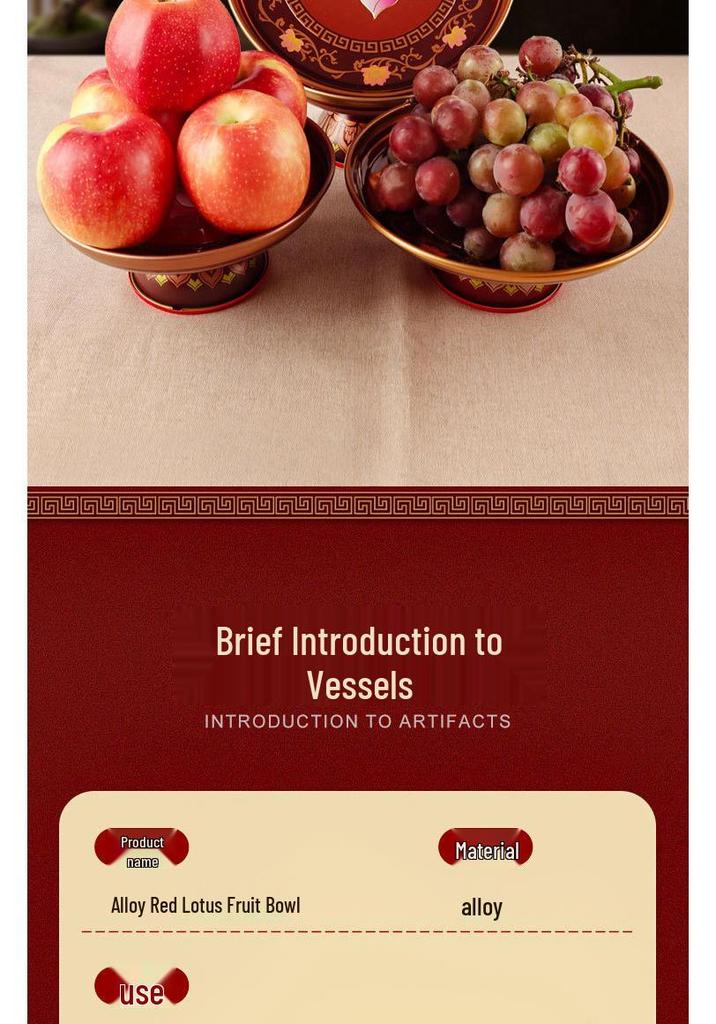 Fruit Offering Plate for Buddha, Deity Altar Plate with Alloy Lotus Flower, God of Wealth, Guanyin Bodhisattva.