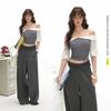 UNIFREE Color Block Slim Fit Off-Shoulder Shirt