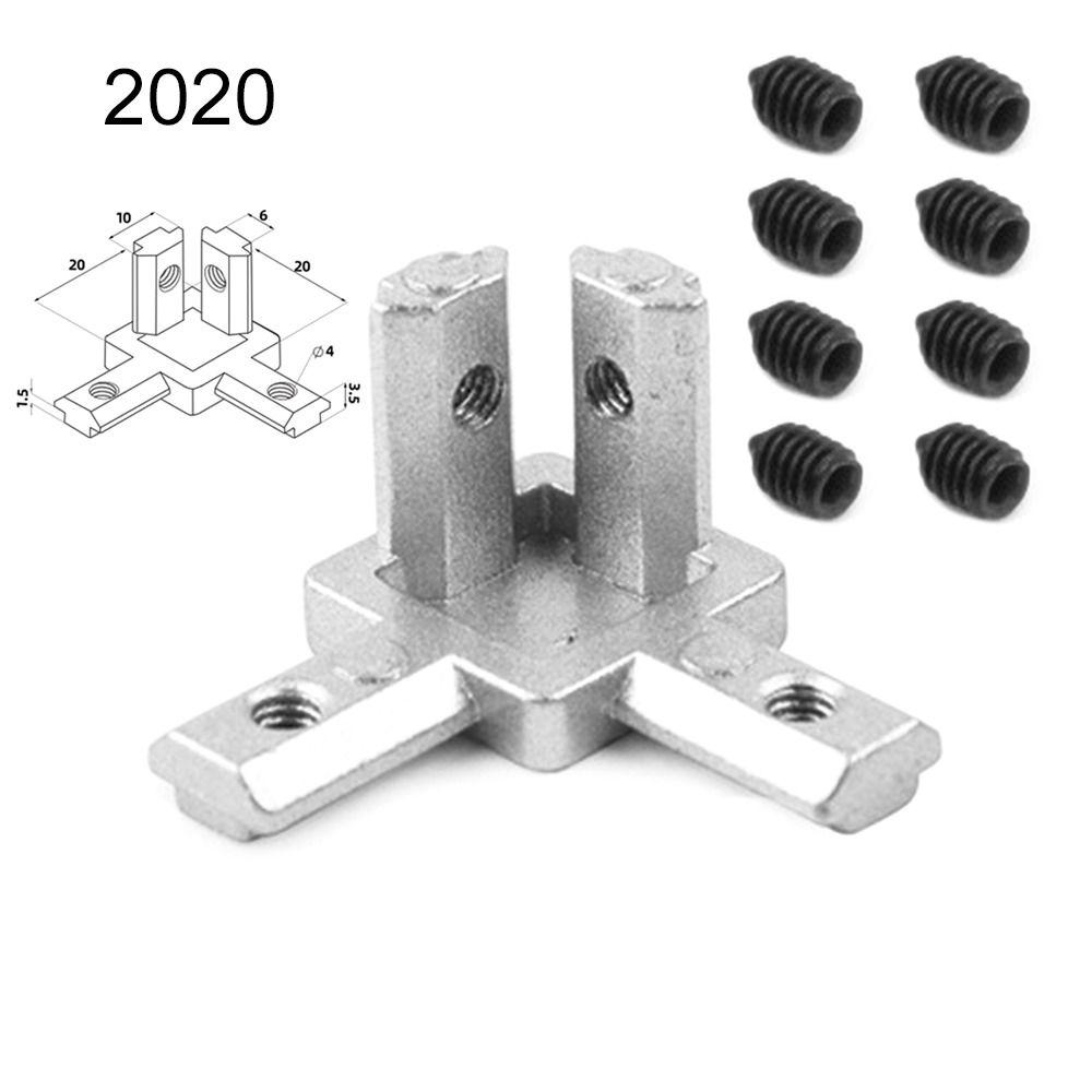Silver Aluminum Extrusion Profile 2020 3030 4040 Series Slot Bracket Connector 3-Way European Standard End Corner