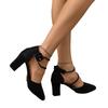 Suede High Heels Women's Spring Summer New Black Pointed Thick Heel Bag Head Strap Sandals