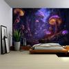 Psychedelic Mushroom Tapestry Fantasy Starry Forest Landscape Art Wall Hanging Mandala Boho Room Decor Yoga Mat Sheet