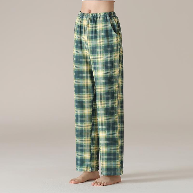 Damen High Waist Graue Baumwoll-Pyjamahose - Übergröße, Leichtgewicht, Gerades Bein, Vielseitig für Zuhause oder Outdoor