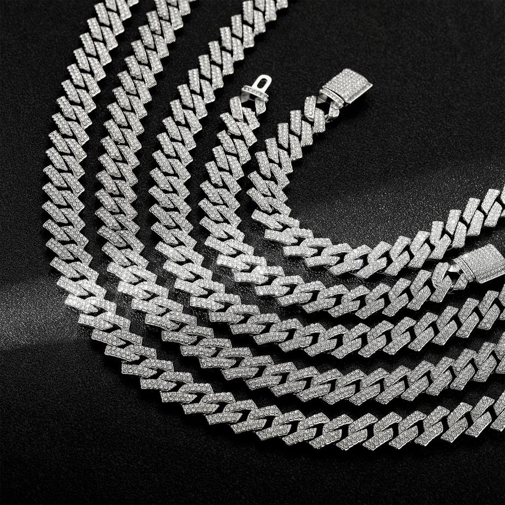 Exaggerated Personality Punk Cuban Chain Alloy Rhinestone Necklace Bracelet Direct Sales