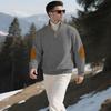 Autumn and Winter Men's New Square Grid Men's Stand Up Collar Single Breasted Casual Long Sleeved Sweatshirt