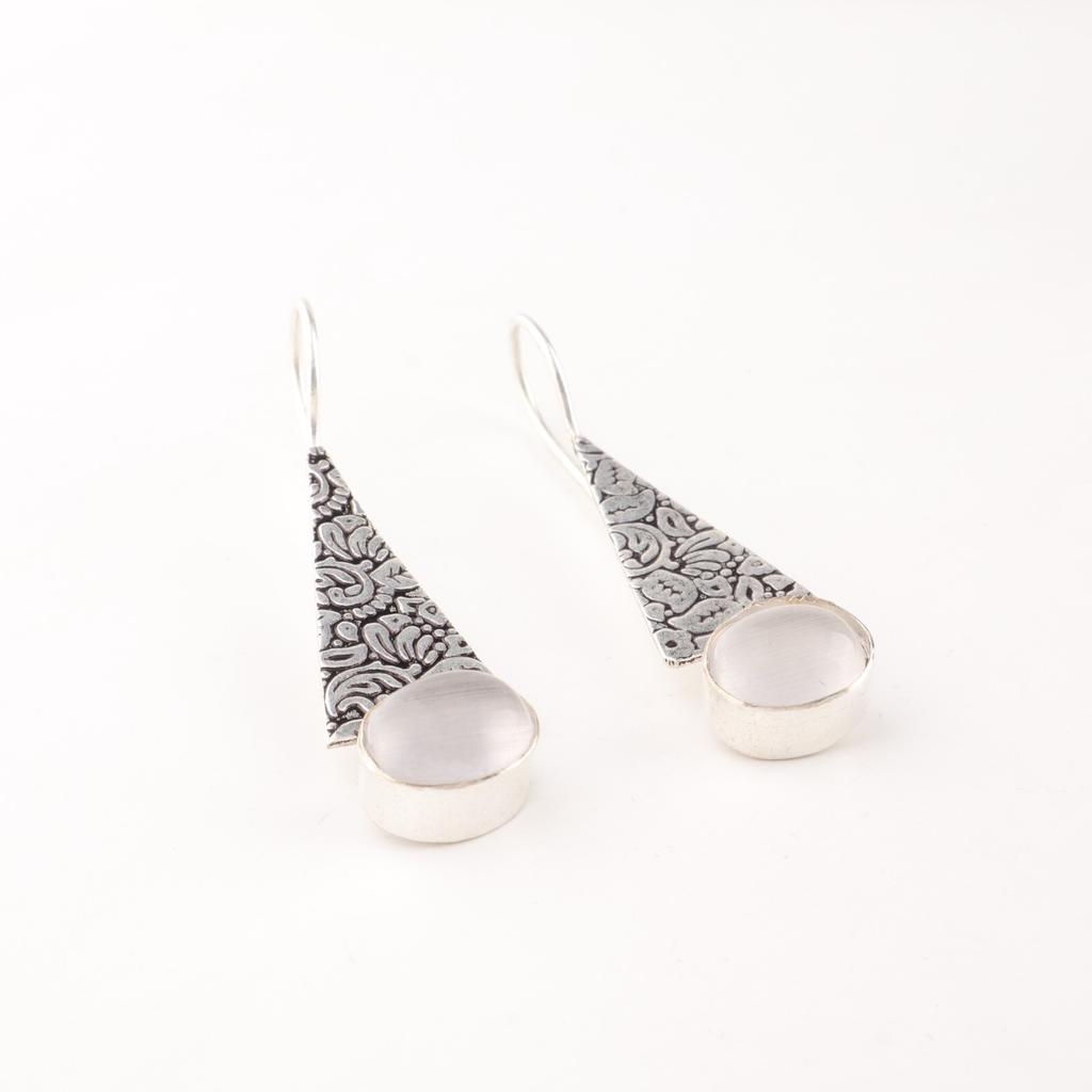 Natürlicher Selenit Edelstein 925 Sterling Silber Schmuck Handgemachte Ohrringe 1,9" EE-165-39