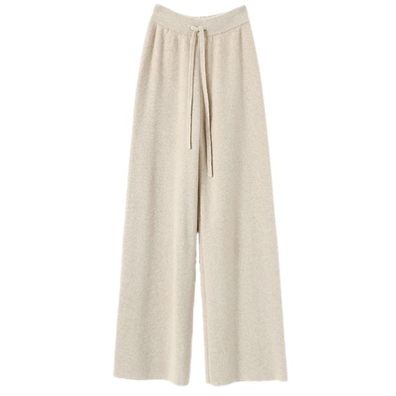 2024 Autumn/Winter Women's 100% Pure Cashmere Wide-Leg Knitted Pants