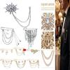 1PCS Crystal Rhinestone Star Brooch Lapel Pin Suit Shirt Badge Tassel Chain Corsage For Men Women Jewelry Clothing Accessories