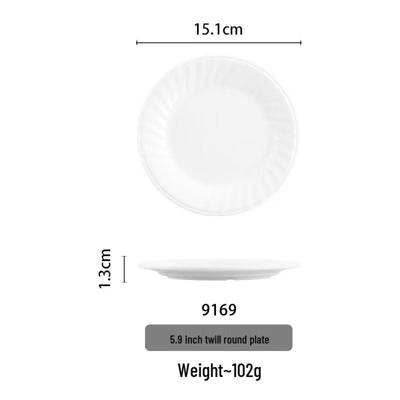 Hundun 5.9-inch White Melamine Dumpling Plate