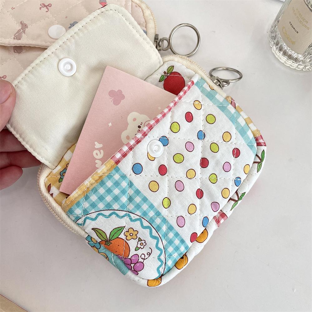 Cute Cartoon Floral Quilted Multifunctional Bag: Organizer, Document Holder, Coin Purse, Card Holder