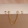 3PCS Simple Fashion Blue Flower Drop Earrings Set For Women Girl 18K Gold-Plated Zirconia Star Sun Stud Earring Piercing Jewelry
