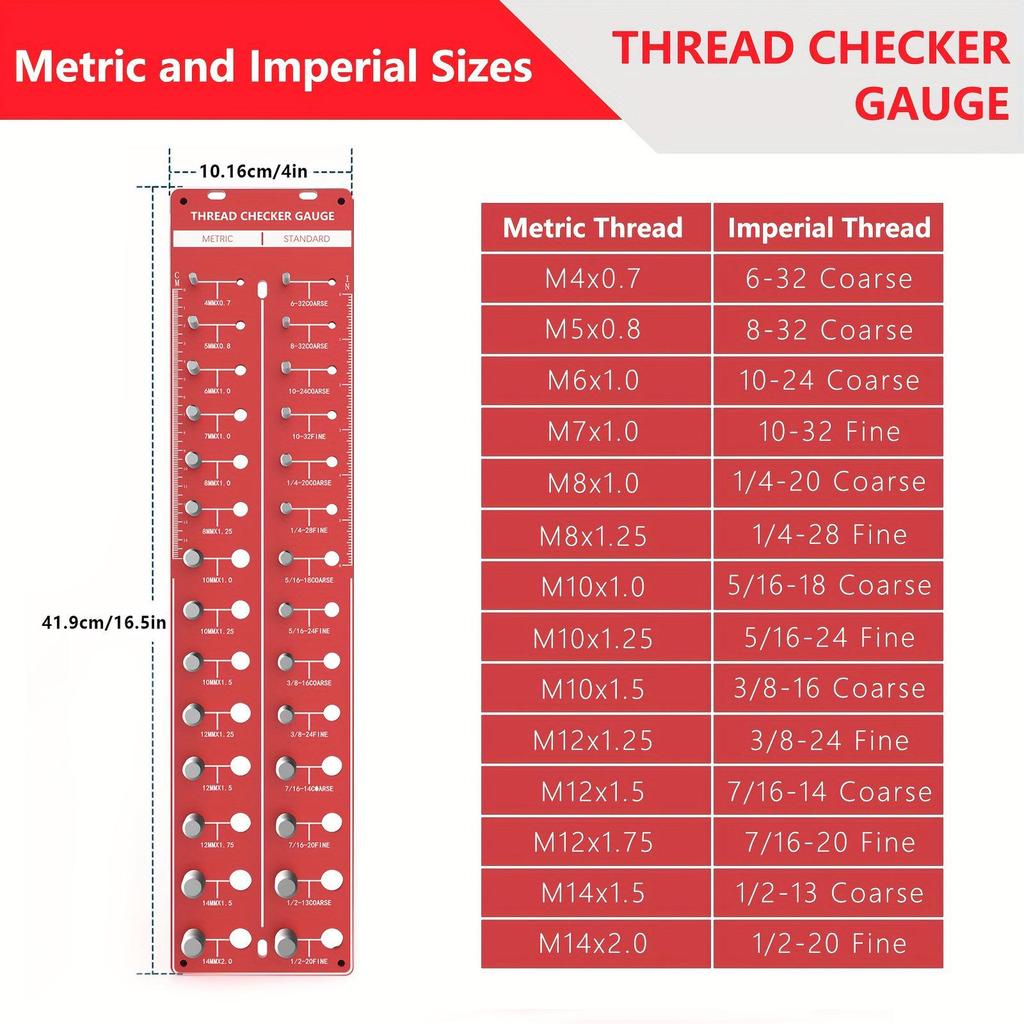 Screw Nut & Bolt Thread Checker and Measuring Gauge