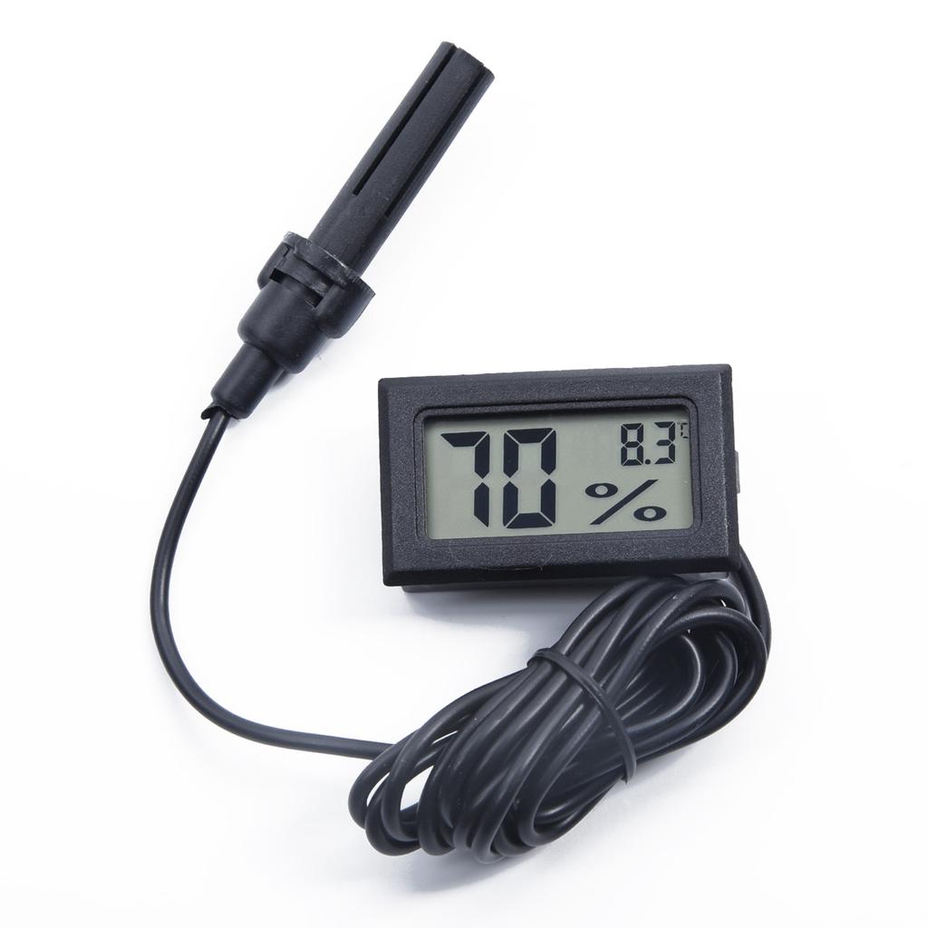 Home Electronic Cable Humidity Temperature Digital Kit Indoor Meter LCD Black Probe Sensor Display Room Monitor