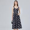 Sommer Frauen Vintage Polka Dot Print Spaghetti Strap Lange Midi Party Kleider