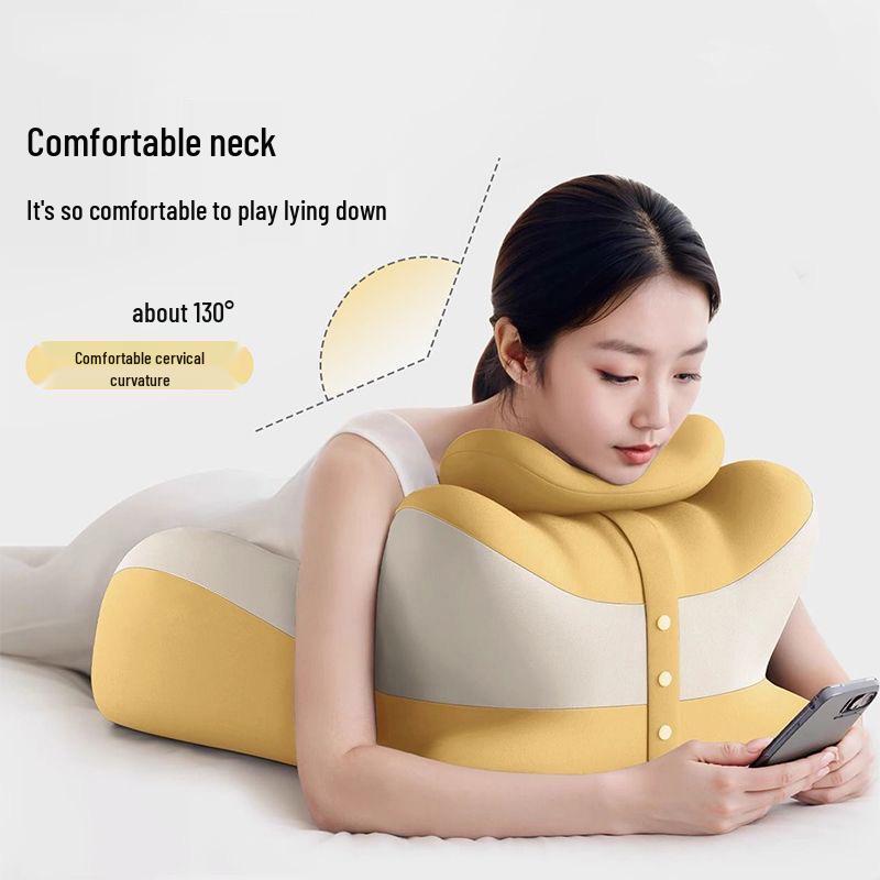 Memory Foam Prone Pillow: Bedside Cushion for Stomach Sleeping, Lumbar & Neck Support, Phone Use, and Reading