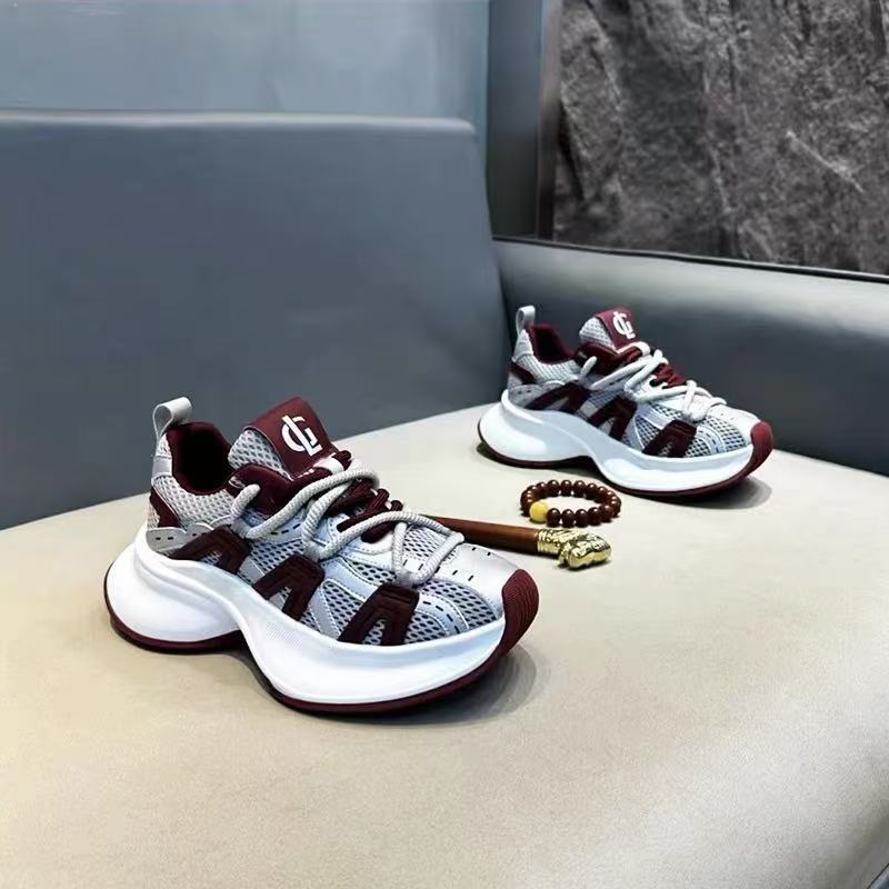 Men's shoes mesh sneakers board shoes platform soles ruffian handsome dad shoes retro fashion casual versatile trendy men's shoes