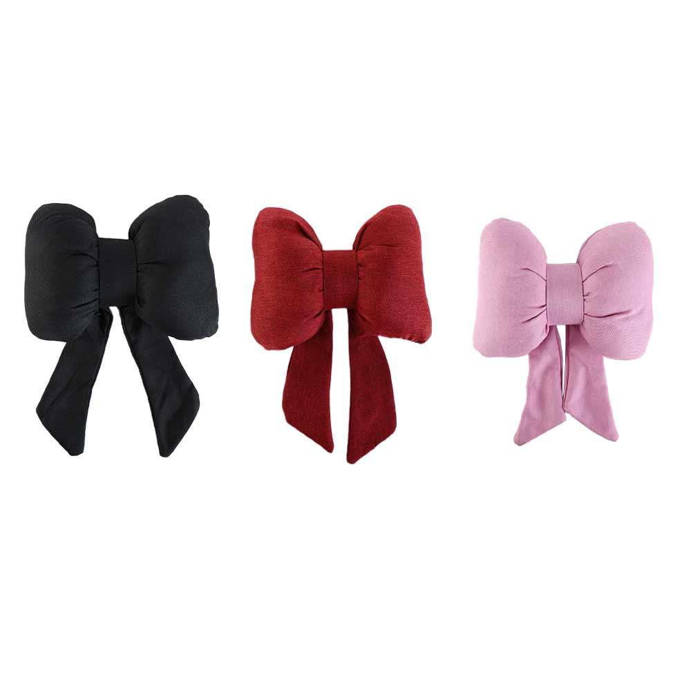 Streamer Ribbon Bow Car Neck Pillow Ribbon Bow Linen Bow Car Headrest Lumbar Rest Pillow   Car Seat