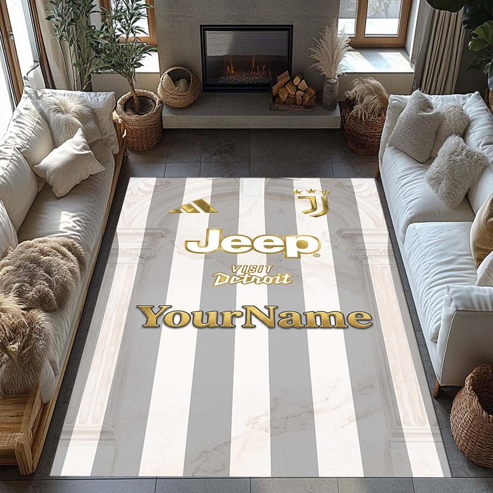 Juventus Customize Text Floor Rug Office Rug Suitable for Dormitory Entryway Outdoor Game Room Antislip Carpet Office Home Decor Gift for Festivals