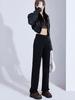 Autumn Winter High Waist Vintage Slim Straight Smoke Pipe Denim Pants Women Casual Pants Oversize Denim Trousers