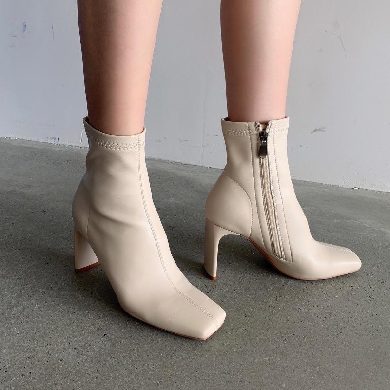 Temperament small fragrant style side zipper sleeve comfortable fashion boots new fine heel versatile personality retro Martin boots