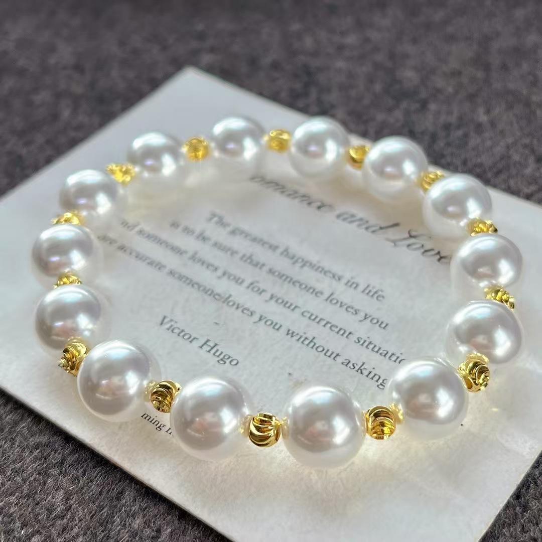 10Mm Retro High Quality Cold White Imitation Australian White Artificial Crystal Pearl Bracelet Bracelet.