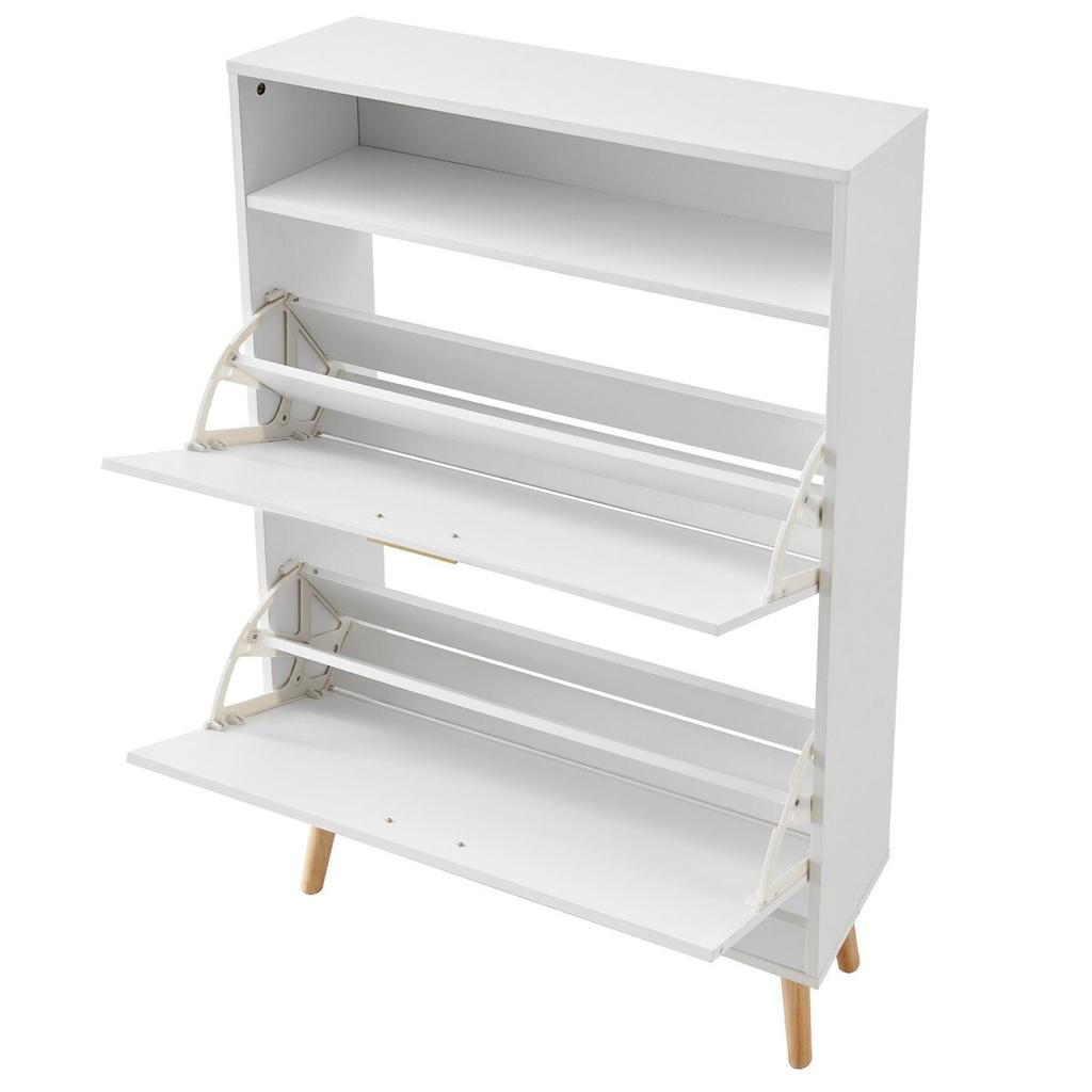 Shoe Cabinet with 2 Flip Drawers, Shoe Storage Cabinet for Entryway, Free Standing Shoe Storage Organizer with Top Storage Cubby for Heels, Boots,