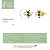 BAMOER 925 Sterling Silver Plated Gold Enamel Vivid Bee Earrings Studs for Women Fashion Jewelry