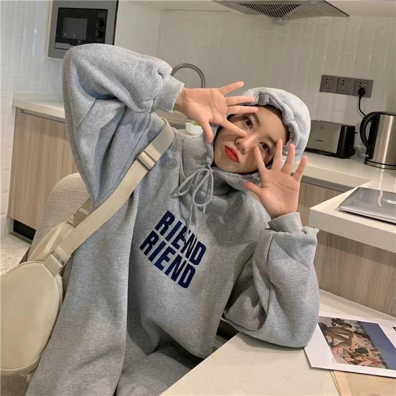 YYFS Damenmode Herbst Winter Langarm Kapuzenpullover Lockere Taille Freizeitkleider