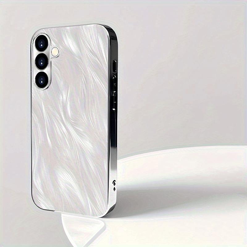 White curved electroplated glass phone case suitable for Samsung GalaxyS26 S25 S24 S23 S22 S20FE/Ultra/Plus anti drop back cover