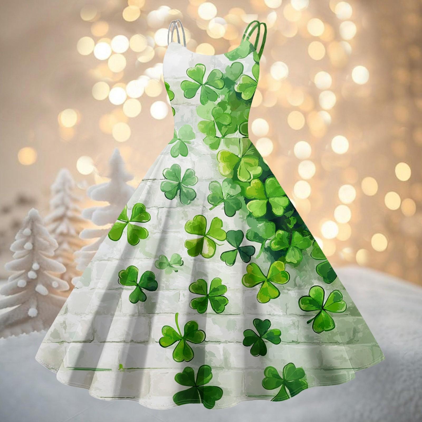 

Женская мода ул.. Сексуальное коктейльное платье без бретелек с принтом ко Дню Святого Патрика в стиле панк, винтажное платье. XL белый