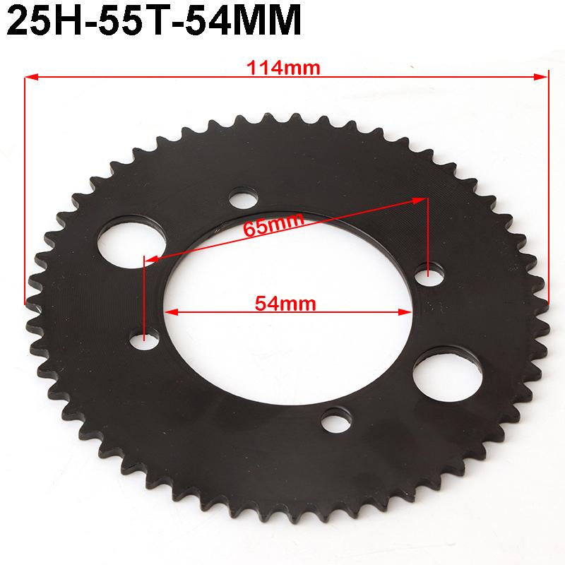 25H Kettenrad 55t 65t Zähne 54MM Hinterradkettenrad für 47CC 49CC Mini Moto ATV Quad Dirt Pit Pocket 2-Takt-Motor