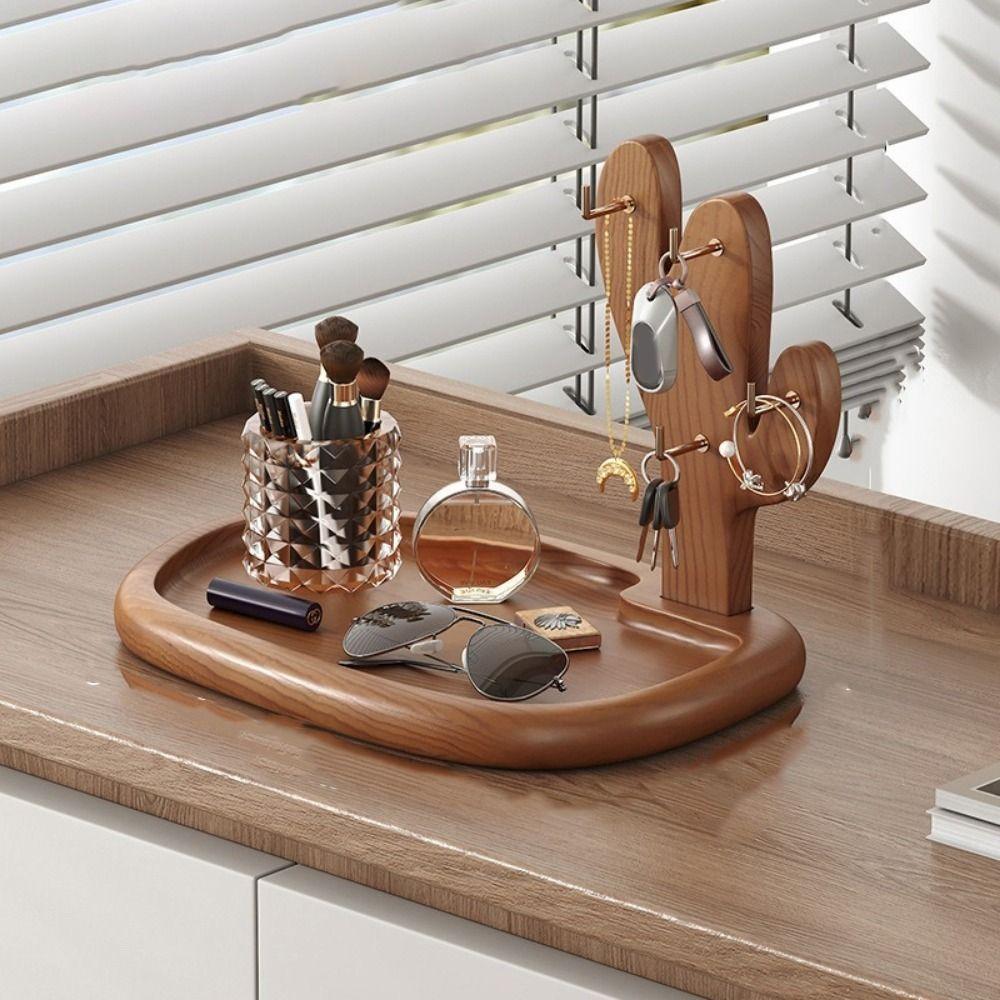 Large Capacity Wooden Storage Rack Decorative Space Saving Keys Glasses Storage Rack Waterproof Moisture-proof